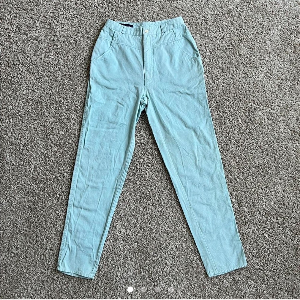 Vintage 1980’s Generra light baby blue/teal high waisted skinny jeans